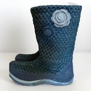 KALSO Earth Juniper Vegan Negative Heel Black Boots Floral Women 9.5B non slip